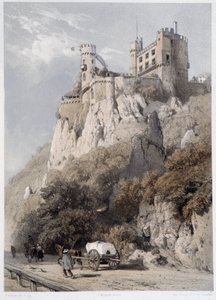 Chateau Rheinstein. Em "O monumental e pitoresco Reno". Litografias de Fourmais e Stroobant