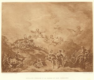 Apollo Preside a la Danse et aux Chansons (gravura) de Francois (after) Boucher