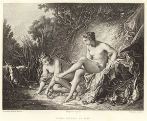 Diane Leaving the Bath (gravura) de Francois (after) Boucher