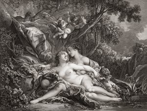 Júpiter e Calisto. (imprimir) de Francois (after) Boucher