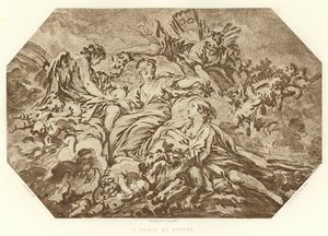 Amor e Psique (gravura) de Francois (after) Boucher