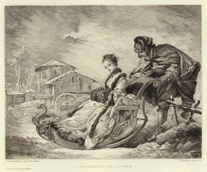 Diversão de Inverno (gravação) de Francois (after) Boucher