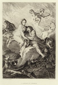 Dawn e Cephalus (gravura) de Francois (after) Boucher