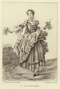 A Bouquetiere (gravura) de Francois (after) Boucher