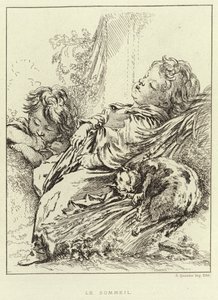 Dormir (gravação) de Francois (after) Boucher