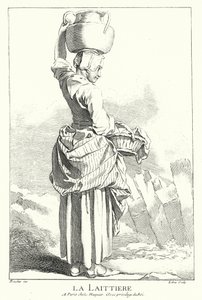 Milkmaid (gravura) de Francois (after) Boucher