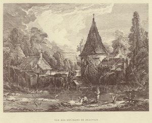 Vista dos arredores de Beauvais (gravura) de Francois (after) Boucher