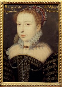Retrato de Marguerite de Valois (1553-1615) ou Pintura da Rainha Margot de François Clouet (cerca de 1515-1572) Sol do século XVI. 0,24 X 0,31 m Chantilly, Musee Conde