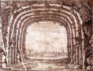 O casamento de Peleus e Thetis, cenografia de Giacomo Torelli de Francois (after) Francart