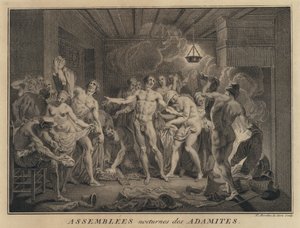 Reunião noturna de Adamitas (gravura) de Francois (after) Morellon la Cave