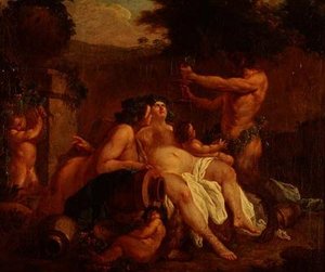 Mercearia Bacchus por uma Urna de Pedra em uma Dell de Francois (circle of) Boucher