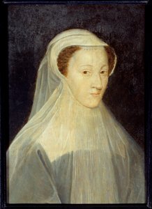 Retrato de Marie Stuart (1542-1587), Rainha de França e Rainha da Escócia em traje de luto. Pintura da oficina de François Clouet (1515-1572), cerca de 1560. Óleo sobre madeira. Dim: 0,37 x 0,26m. Paris, Musee Carnavalet - Retrato de Mary Stuart (1542-15