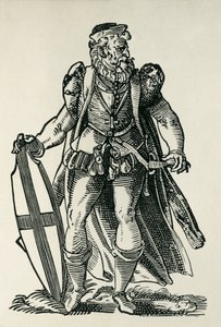 Cavaleiro da Ordem Teutónica. Ilustração sobre "Cleri totius Romanae subiecti Ecclesiae", de François modius e Jost Amman. Frankfurt. 1585. Xilogravura. FRANÇA. ILE-DE-FRANCE. Paris. Biblioteca Nacional de Francois & Amman Jost (1539 91) Modius