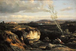 Paisagem italiana de Francois Antoine Leon Fleury