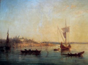 Vista de Constantinopla da Entrada da Pintura do Bósforo por François Pierre Barry (1813-1905) 1869 Sol. 0,64x1 m Marseille, Musee des Beaux Arts
