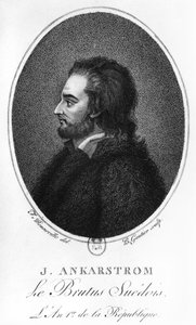 Retrato de Johan Ankarstrom, gravado por B. Gautier, 1792