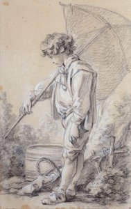 Um rapaz a segurar uma rede de François Boucher