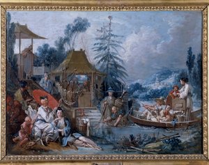 Chinoiserie: Pintura "la peche" de François Boucher (1703-1770) de François Boucher
