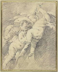 Três anjos a pairar no ar de François Boucher