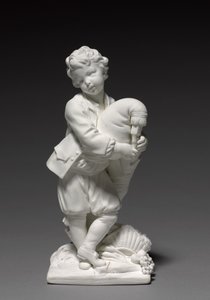Figura do tocador de gaita de foles, fabricada pela Vincennes Factory, modelada por Pierre Blondeau, 1748-1752 de François Boucher