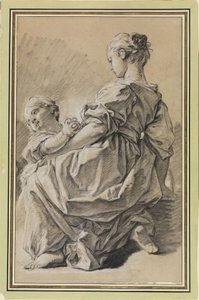Jovem ajoelhada com uma criança de François Boucher