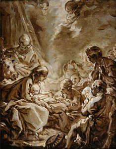 La Lumiere du Monde (óleo sobre papel sobre painel) de François Boucher