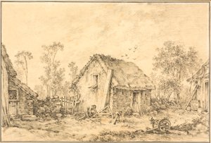 Paisagem com Chalé Rústico de François Boucher