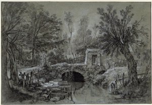 Paisagem com ribeiro e ponte de François Boucher