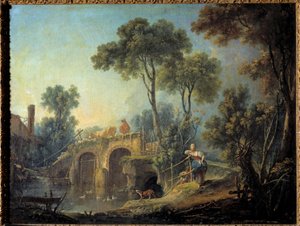 A Ponte Pintura de François Boucher (1703-1770) 1751 Sol. 0,66x0,84 m de François Boucher