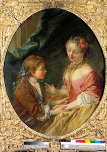 De três coisas você vai fazer uma? Uma cena galante. Pintura de François Boucher (1703-1770). 1734 Colecção privada de François Boucher