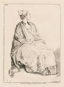 Mulher sentada voltada para a direita de François Boucher