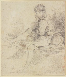 Menino sentado com as pernas à mostra de François Boucher