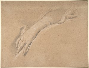 Estudo da mão esquerda da Sra. de Pompadour de François Boucher