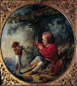 O cão cientista Pintura por François Boucher (1703-1770) Museu de Arte e História Choletn do século XVIII de François Boucher