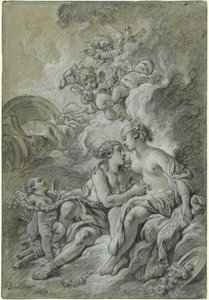 Vénus encostada ao seu querido Adónis... de François Boucher