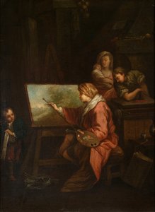 No estúdio do pintor («O pintor de paisagens» ou «O pintor diante do seu cavalete») de François Boucher