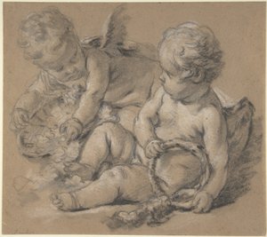 Putti alados com flores de François Boucher