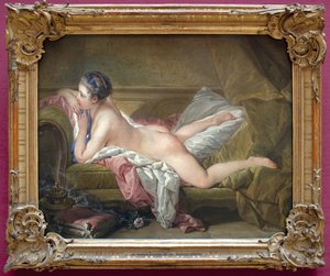 Menina deitada (retrato de Marie Louise O Murphy). Nua num sofá ou na odalisca loira. (Marie-Louise O