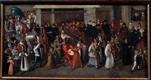 Guerras religiosas entre católicos e protestantes: "Procissão da Liga no final de Notre Dame em 1593". Pintura de François II Bunel (1522-1599)