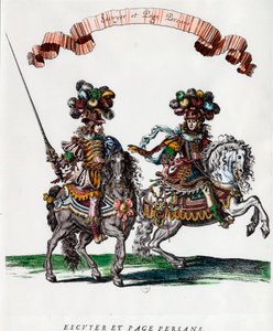 Página de Ecuyer e Persa durante o carrossel dado pelo Rei Luís XIV (1639-1715) Gravura de François Chauveau (1613-1676) cerca de 1662 Colecção privada de Francois Chauveau