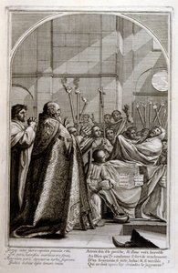 Gravura de François Chauveau 1680 "A vida de São Bruno", fundador da ordem de Chartreux de Francois Chauveau