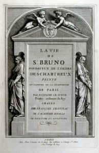 Gravura de François Chauveau 1680 "A vida de São Bruno", fundador da ordem de Chartreux de Francois Chauveau