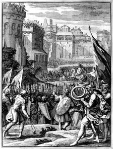 Forças sob Alaric I, rei dos visigodos de 395, saqueando Roma, 410 1654 de Francois Chauveau