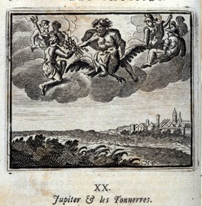 Júpiter e os Thunners.Fables de Jean de La Fontaine (1621-95). Ilustração de François Chauveau (1613-1676). Edição de 1728. de Francois Chauveau