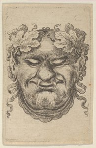 Máscara de Baco com uma coroa de folhas de uva e fita, de Divers Masques, ca. 1635-45. de Francois Chauveau