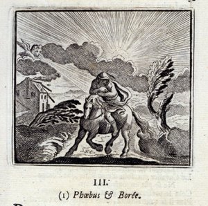 Phebus e Boree. Fábulas de Jean de La Fontaine (1621-95). Ilustração de François Chauveau (1613-1676). Edição de 1728. de Francois Chauveau