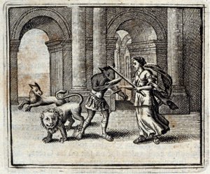 Os Companheiros de Ulisses. Fábulas de Jean de La Fontaine (1621-95). Ilustração de François Chauveau (1613-1676). Edição de 1728.