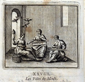 As Filhas de Minee. Fábulas de Jean de La Fontaine (1621-95). Ilustração de François Chauveau (1613-1676). Edição de 1728. de Francois Chauveau