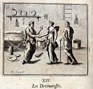 As Devineresses. Fábulas de Jean de La Fontaine (1621-95). Ilustração de François Chauveau (1613-1676). Edição de 1728. de Francois Chauveau