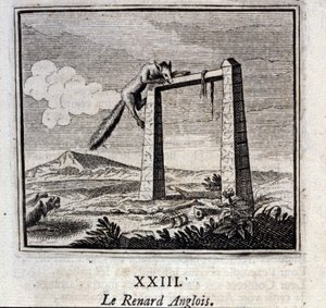 A Raposa Inglesa. Fábulas de Jean de La Fontaine (1621-95). Ilustração de François Chauveau (1613-1676). Edição de 1728. de Francois Chauveau
